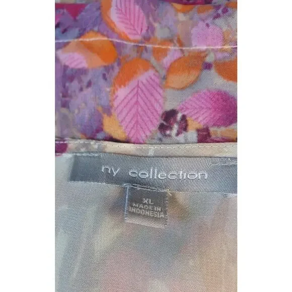 NY Collection Floral Blouse Embellished Beaded V-Neck Top Women's XL Fairy Boho - Picture 8 of 10